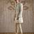 White embroidered raw silk bandhgala set