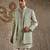 Green embroidered raw silk bandhgala set
