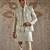 White embroidered raw silk bandhgala set
