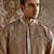 Beige embroidered raw silk bandhgala set