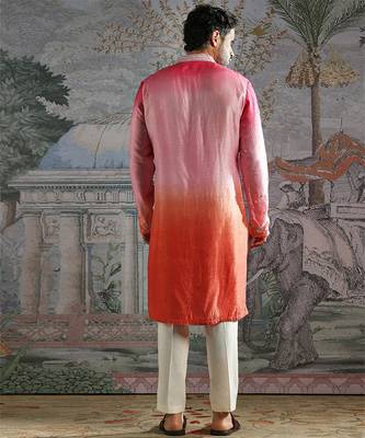 Multicolor embroidered raw silk kurta set 5