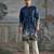 Blue printed palm silk kurta set