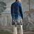 Blue printed palm silk kurta set