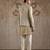 Champagne embroidered raw silk kurta bundi set