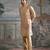 Beige embroidered chanderi silk kurta set