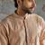 Beige embroidered chanderi silk kurta set