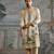 Beige embroidered chanderi silk kurta set