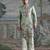 Green embroidered shimmer georgette kurta set