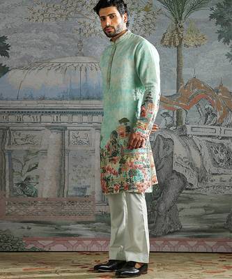 Mint printed chanderi silk kurta set 2