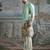 Mint printed chanderi silk kurta set