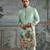 Mint printed chanderi silk kurta set