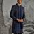 Blue embroidered raw silk indo western set