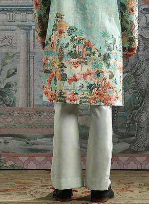 Mint printed chanderi silk kurta set 5