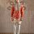 Orange embroidered chanderi silk kurta set