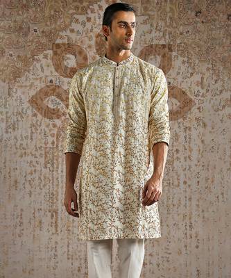 White embroidered chanderi silk kurta set 3