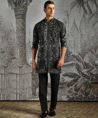 Black print chanderi kurta set 1