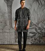 Black print chanderi kurta set