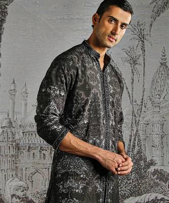 Black print chanderi kurta set 3