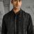 Black embroidered raw silk kurta bundi set