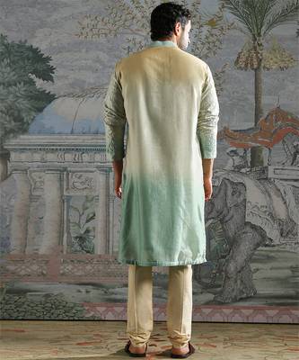 Aqua Pastel embroidered chanderi silk kurta set 4