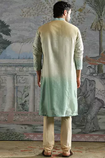 Aqua Pastel embroidered chanderi silk kurta set