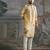 Yellow printed chanderi silk kurta set