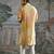 Yellow printed chanderi silk kurta set