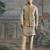 Beige embroidered silk kurta bundi set