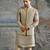 Beige embroidered silk kurta bundi set