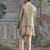 Beige embroidered silk kurta bundi set