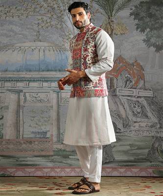 Multicolor printed pashmina kurta bundi set 2