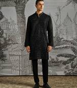 Black embroidered georgette kurta set