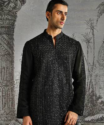 Black embroidered georgette kurta set 3