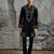 Black embroidered faux kurta set