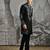 Black embroidered faux kurta set