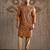 Yellow printed silk kurta set