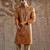 Yellow printed silk kurta set