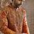 Yellow printed silk kurta set