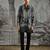 Black printed linen kurta set