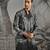Black printed linen kurta set
