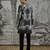 Black printed linen kurta set