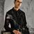 Black printed polyester kurta set