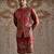 Red Embroidered Tussar Kurta Bundi Set