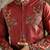 Red Embroidered Tussar Kurta Bundi Set