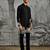 Black embroidered polyester kurta set
