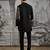 Black embroidered jacquard kurta set