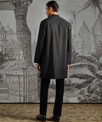 men's black embroidered chanderi silk kurta set 5