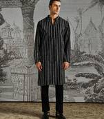 Black embroidered velvet kurta set