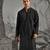 Black embroidered velvet kurta set