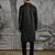 Black embroidered velvet kurta set